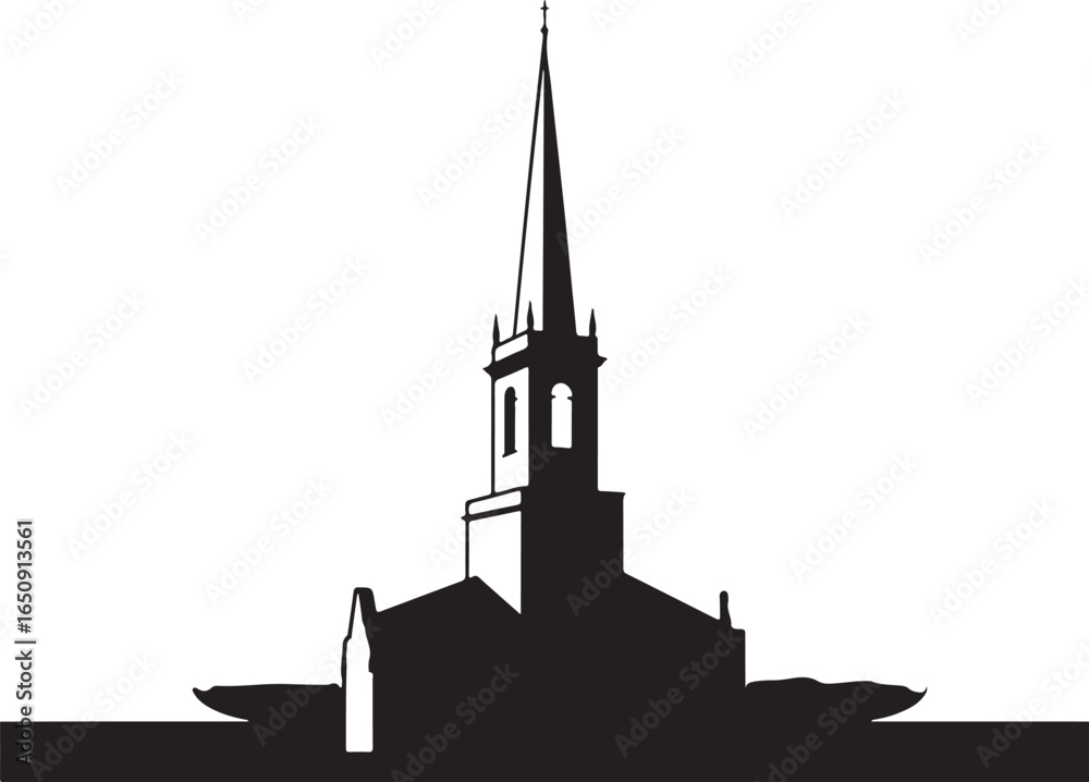 Obraz premium Elegant church steeple silhouette against bright white sky