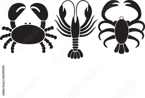 Seafood Silhouettes Crab, Lobster, Scorpion