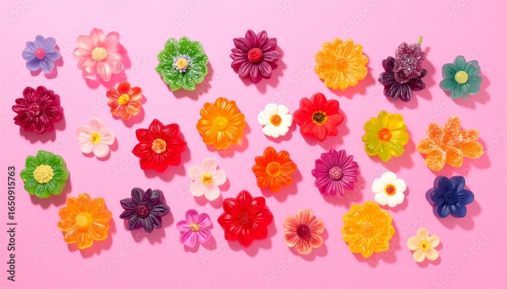Fototapeta premium ピンク色の花の散らばる背景