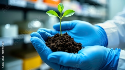 Close up of holding plant seedlings in hand