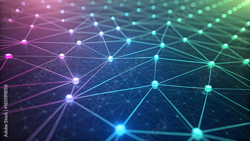Network of Connections: A stunning visual representation of interconnected nodes and lines forming a complex network.