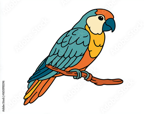 Colorful parrot vector illustration on white background