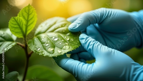 Close up of plant leaves for hand research