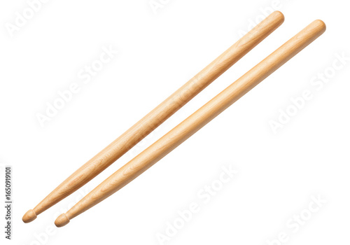 Wooden drumsticks on transparent background musical instrument image for website design and presentation