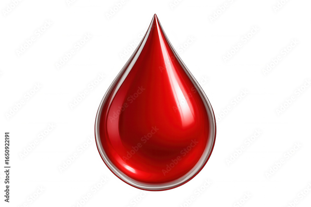 Realistic crimson blood droplet, transparent backdrop highlighting medical design elements Realistic crimson blood droplet, transparent backdrop highlighting medical design elements