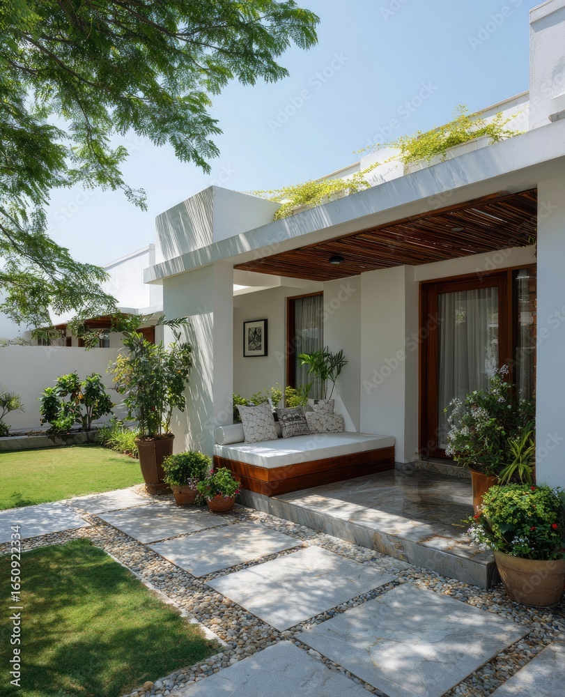 Fototapeta premium Outdoor patio with comfortable seating