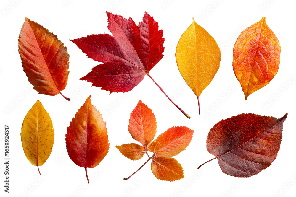Fototapeta premium Colorful autumn leaves on clear background