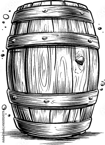 Vintage beer keg engraving for brewing design and decor
