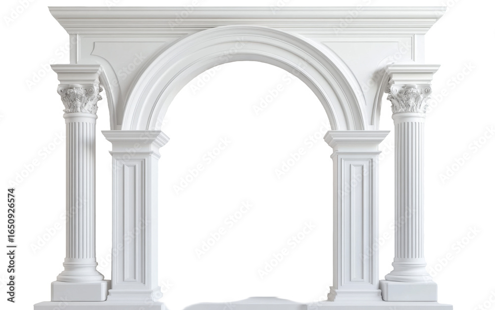 Obraz premium Column arch podium architecture on white background.png