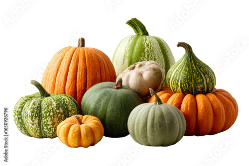 Colorful pumpkins and gourds on display