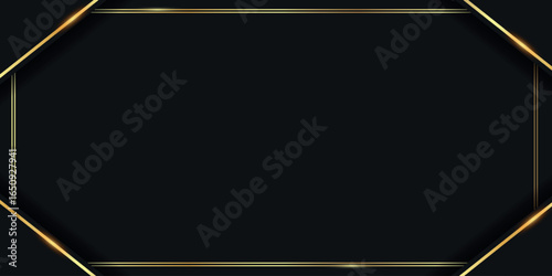 Dark luxury background with sparkling gold lines and empty space. Elegant vector design for certificates, award cards, nomination cards, and invitations. Vol. 5
