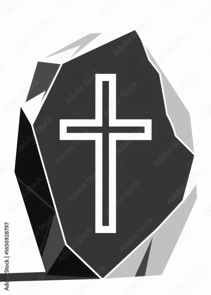 Obraz premium cross in stone Illustrator Artwork design template poster