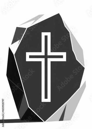 cross in stone Illustrator Artwork design template poster