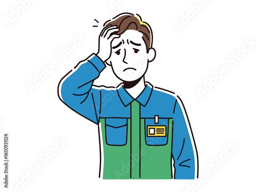 Man with Headache: An illustrative depiction of a man, with a gesture of holding his head, symbolizing headache or mental stress.
