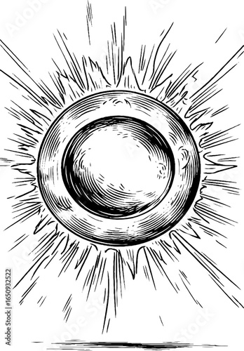 Hand drawn vintage engraving of lunar eclipse concept for astronomical design