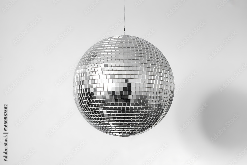 Fototapeta premium A disco ball hanging in front of a white wall