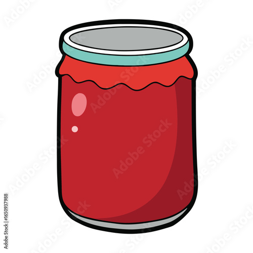 A clear glass jar filled with vibrant, homemade jam, showcasing its rich color and texture, perfect for spreading on toast or adding a sweet touch to desserts.
