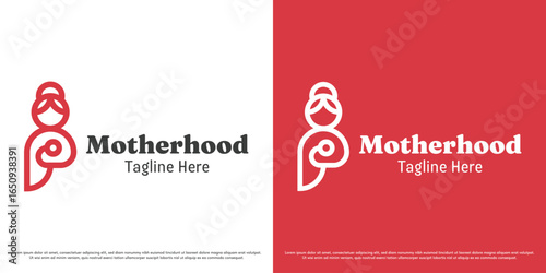 Mother health logo design illustration vector. Women health silhouette. Simple minimal feminine icon symbol.