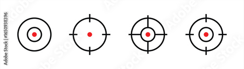 Target Aim Icon Set – Vector Crosshair and Bullseye Symbols for Shooting, Focus, Accuracy, and Goal Design