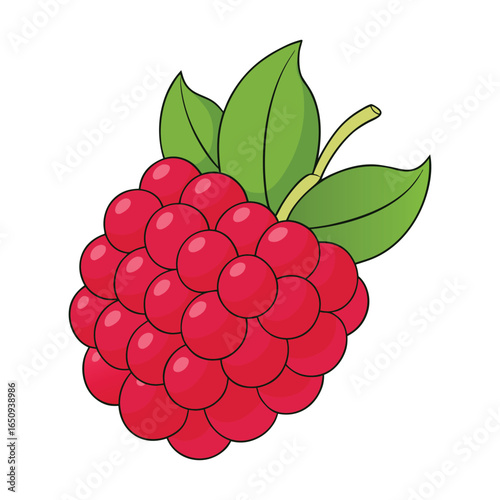 Juicy, ripe raspberries nestled among vibrant green leaves, bursting with natural sweetness and fresh summer flavor, perfect for a healthy snack or dessert.
