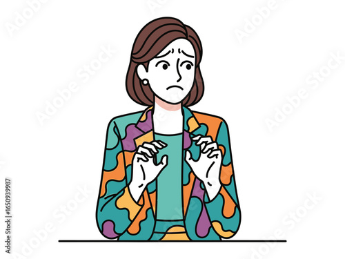 Anxious Woman: A person portrait that shows the embodiment of anxiety, illustrating the inner turmoil and unease that can come with stressful times