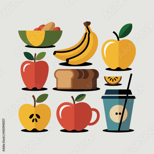 Healthy Bites: An eye-level, flat lay shot that presents a colorful array of fresh food for a nutritious meal. The arrangement suggests a sense of healthy lifestyle, well-being.