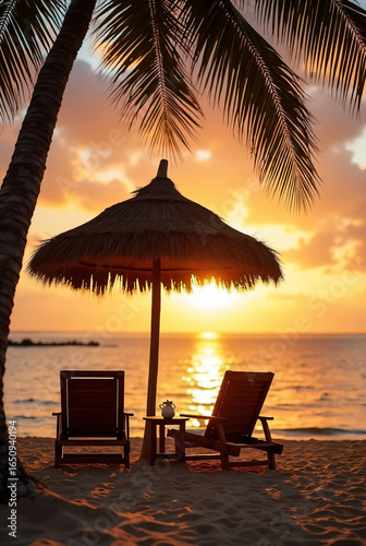 Relax and watch the golden sun set over the tropical sea, painting the sky with warm colors