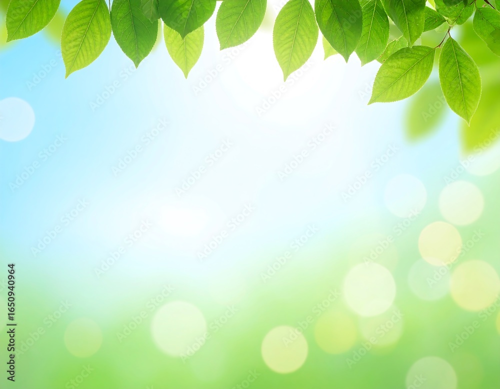 Naklejka premium Fresh leaves on soft light background