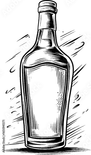 Vintage engraving of vermouth bottle - retro design for labels and prints