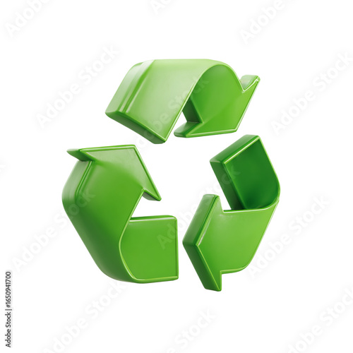 A green recycle symbol on a isolated on transparent background