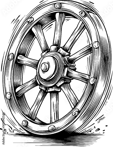 Zodiac wheel engraving illustration - retro design for posters and cards