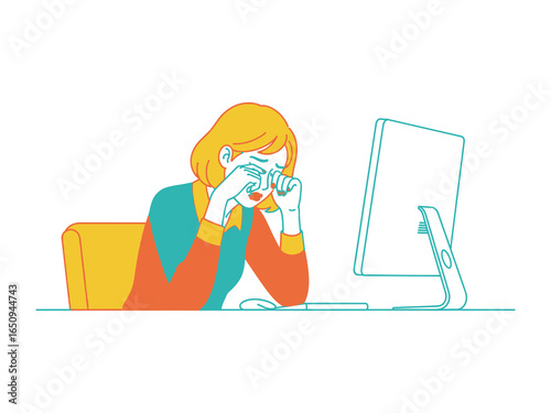 Stressed at Work: A woman, overwhelmed by workplace demands, struggles, highlighting the pressures and emotional toll of professional life.