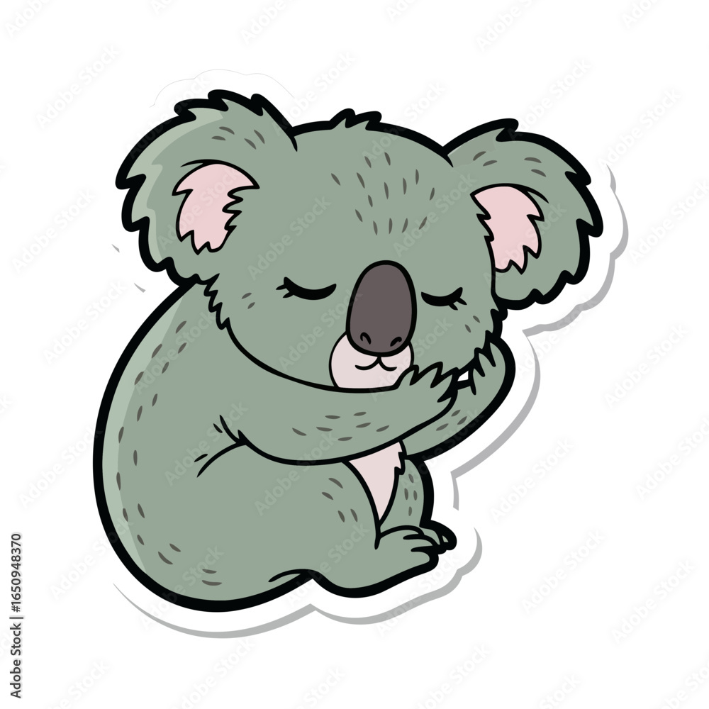 Obraz premium Comic Book Koala Sticker - Desaturated Eucalyptus Green