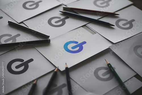 Wallpaper Mural A collection of envelopes with a modern logo and pencils Torontodigital.ca