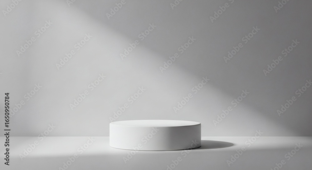 Fototapeta premium Minimalist White Pedestal with Copy Space Product Showcase, Backdrop, and Display