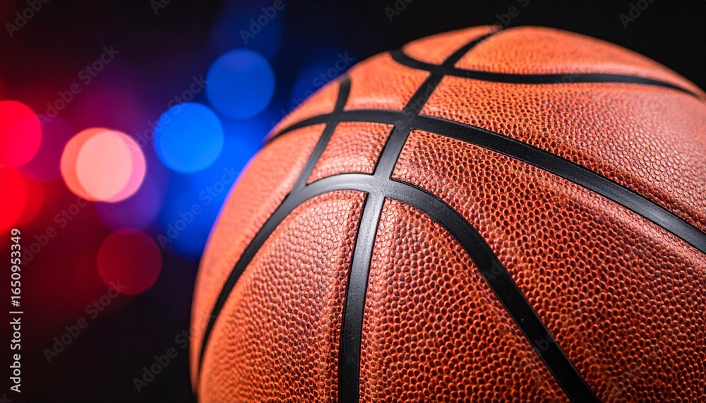 Fototapeta premium An orange basketball on a textured black background, ready for the game