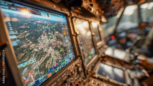 In a dimly lit command center, multiple tactical screens display a drone surveillance feed with detailed map overlays and active target tracking. Analysts monitor the situation closely