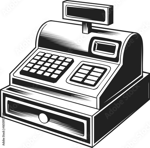 Cash register, vintage cash machine, retail register, payment processing tool, engraved point of sale device, shop checkout equipment