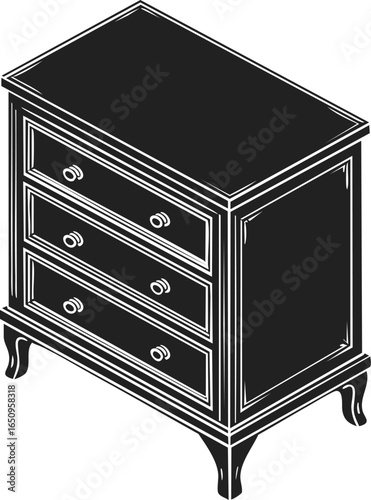 Chest of drawers, vintage furniture piece with three drawers, craftsmanship, home decor, storage solution, interior design element