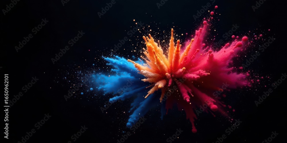 Fototapeta premium Vibrant Color Explosion A Dynamic Burst of Hues Against a Dark Background