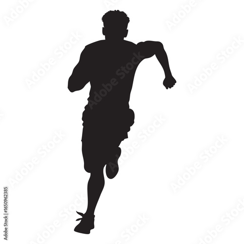 silhouette of running male athlete black