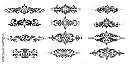 Doodle floral border. Decorative flourish frames, flowers and leaves corners, wedding invitation card ornamental dividers, cute flower circle decoration. Vector floral framing set