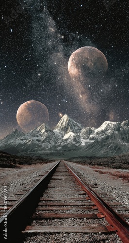 Cosmic train tracks lead to snowy peaks