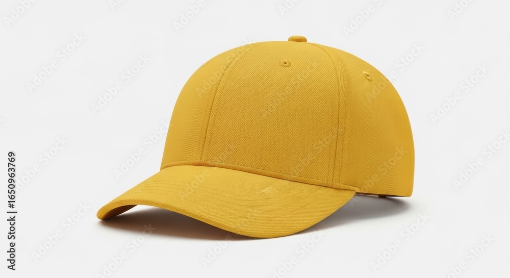 Fototapeta premium Yellow Baseball Cap on White Background Casual Fashion Accessory