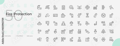 Fire Protection Line Editable Icons set. Vector illustration in modern thin line style of Fire Protection icons: protection, safety, emergency, etc