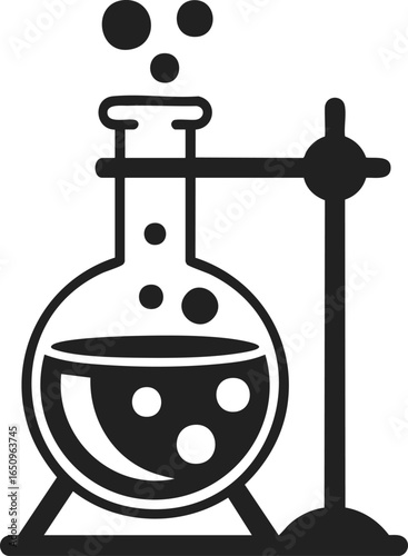 Laboratory flask, chemistry apparatus, scientific tool, glassware, beaker, experimental setup, science equipment, boiling solution