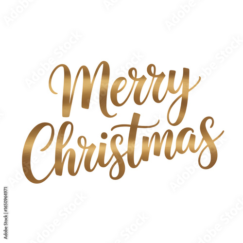 Merry christmas gold lettering isolated on transparent background for christmas card and holiday season