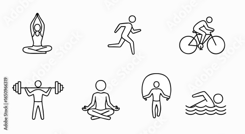Fitness activities outline icons
