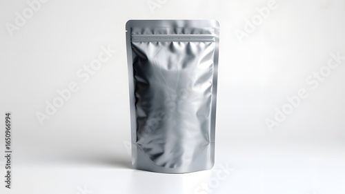 mockup of silver pouch isolated