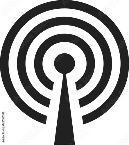 Radio waves icon, wireless signal, communication symbol, transmission design for tech, networks, broadcasting